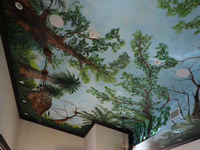 Painted ceiling fresco in a residential interior